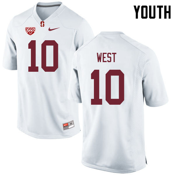 Youth #10 Jack West Stanford Cardinal College Football Jerseys Sale-White - Click Image to Close